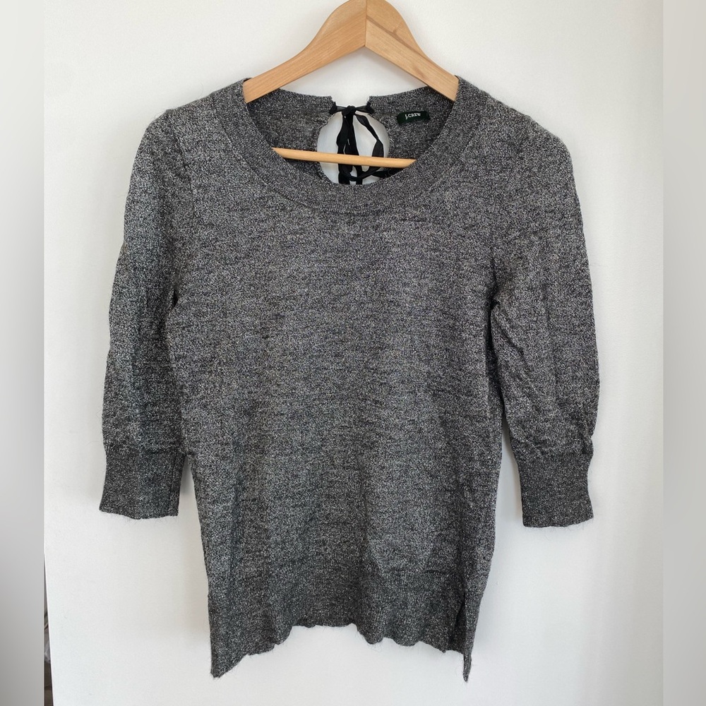 J. Crew Sweater with Bow Detail & Metallic Thread